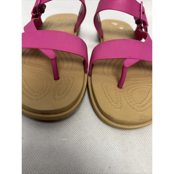 Crocs Tulum Womens Sz 10 Strappy Toe Post Comfort Sandals Thong Shoes Pink - Picture 3 of 9